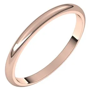 10K Rose 2 mm Half Round Band Size 6