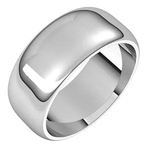 10K White 8 mm Half Round Band Size 6