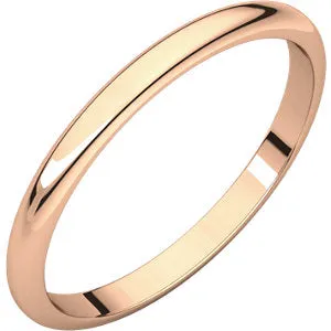 14K Rose 1.5 mm Half Round Band Size 9.5