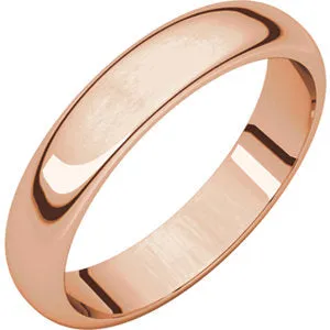 14K Rose 4 mm Half Round Band Size 9.5