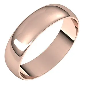14K Rose 5 mm Half Round Ultra-Light Band Size 7
