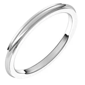 14K White 2 mm Comfort Fit Edge Band Size 7