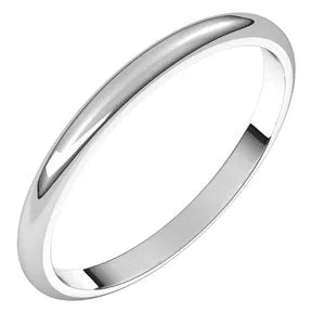 14K White 2 mm Half Round Band Size 6