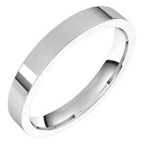 14K White 3 mm Flat Comfort Fit Light Band Size 9.5