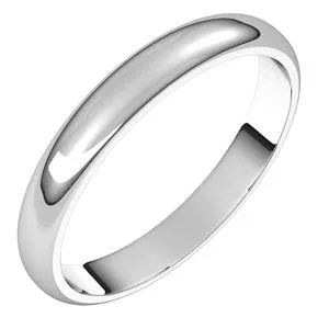14K White 3 mm Half Round Band Size 6