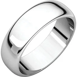 14K White 6 mm Half Round Band Size 9.5