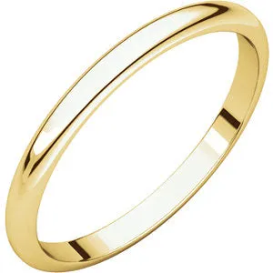 14K Yellow 2 mm Half Round Band Size 9.5