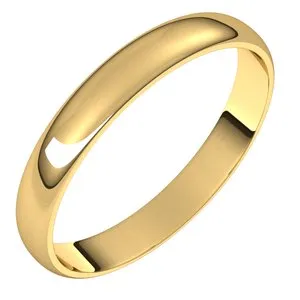 14K Yellow 3 mm Half Round Ultra-Light Band Size 5.5