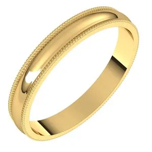 14K Yellow 3 mm Milgrain Half Round Light Band Size 12