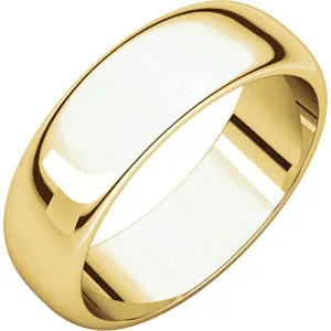 14K Yellow 6 mm Half Round Band Size 9.5