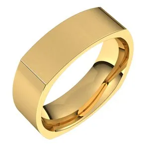 14K Yellow 6 mm Square Comfort Fit Band Size 6