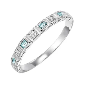 14KT White Gold & Diamond Classic Book Stackable Fashion Ring  - 1/10 ctw