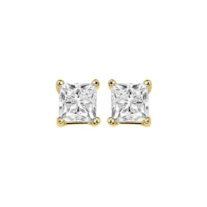 14KT Yellow Gold & Diamond Pricess Cut Stud Earrings  - 1/4 ctw