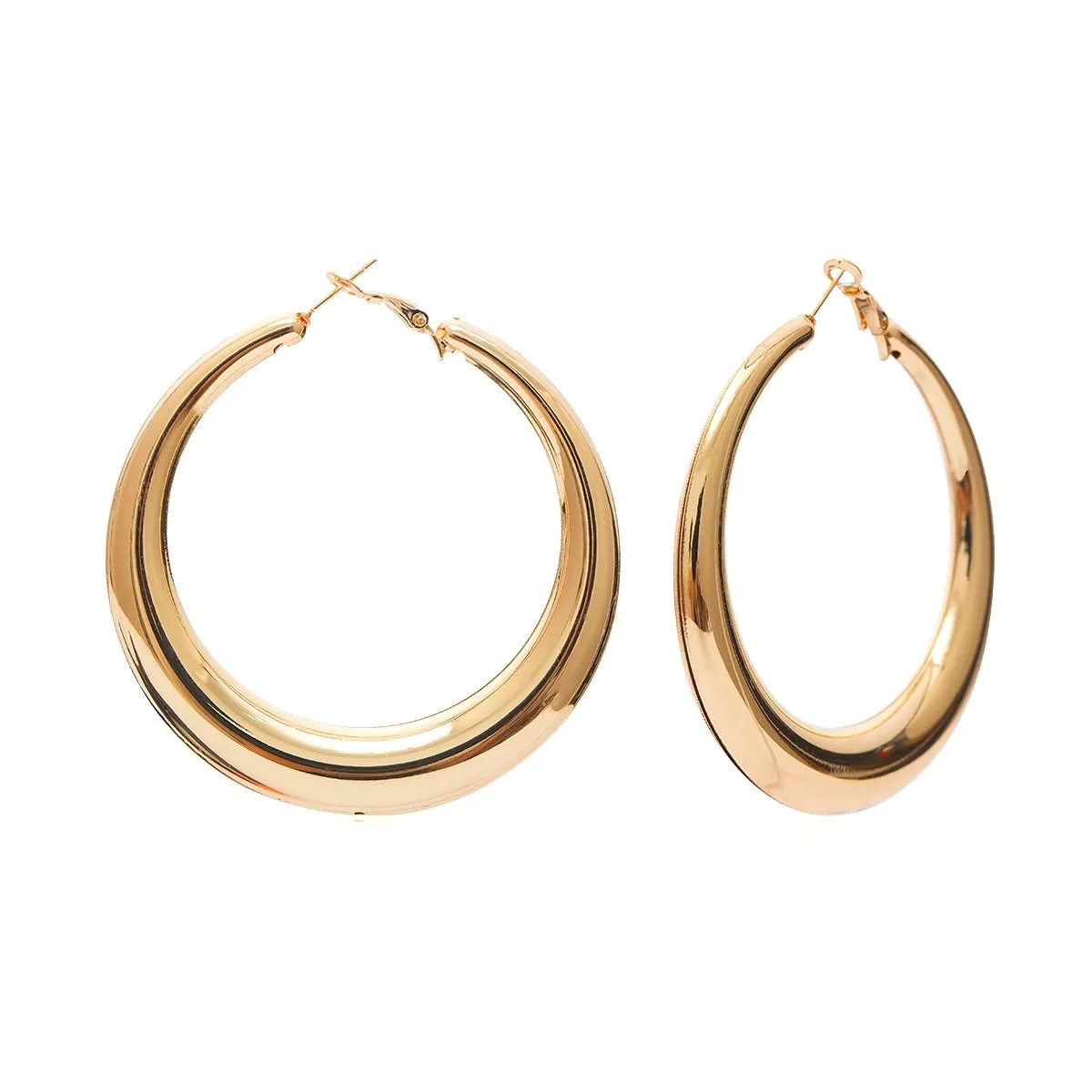 18K Gold-Plated Smooth Hoop Earrings