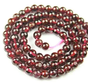 2 Strand Natural Red Garnet Smooth Polished Round Gemstone Loose Beads 5.5mm 13"