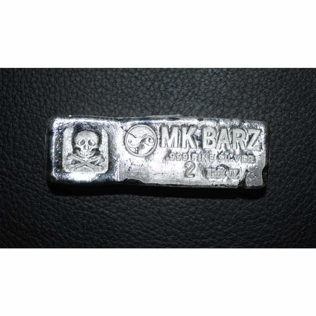 2 Troy Oz. MK BarZ Classic "Kit Kat" Stamped Bar .999 Fine Silver