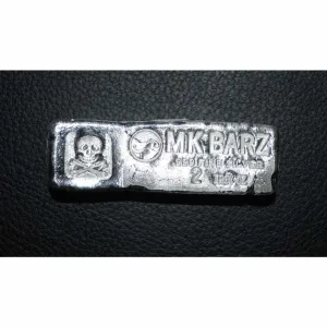 2 Troy Oz. MK BarZ Classic "Kit Kat" Stamped Bar .999 Fine Silver