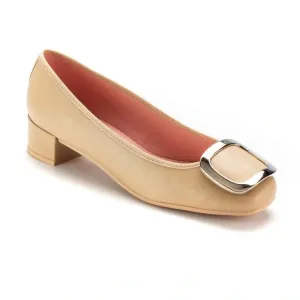 47538 - Cream Soft Leather Heel for Teen/Women by Pretty Ballerinas