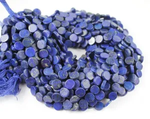 5 Strands Natural Blue Lapis Lazuli Smooth Loose Spacer Coin Beads 13" 8mm 9mm