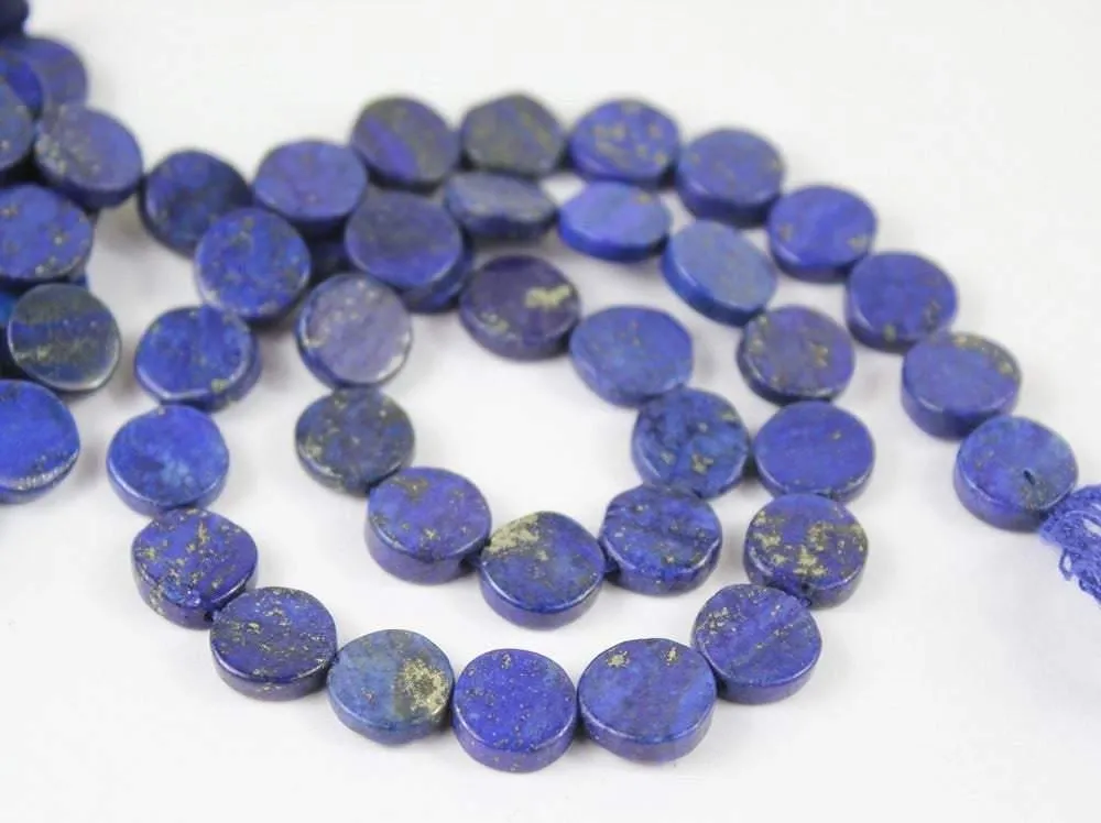 5 Strands Natural Blue Lapis Lazuli Smooth Loose Spacer Coin Beads 13" 8mm 9mm