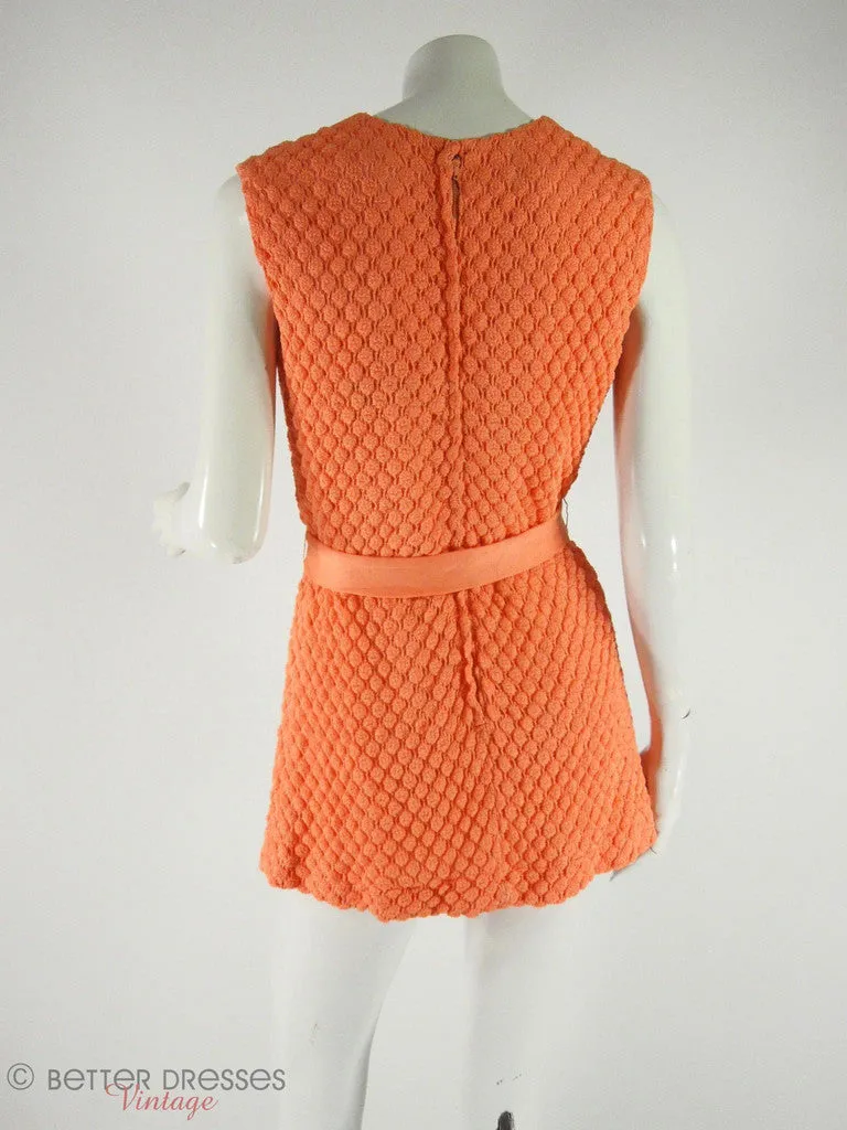 60s Peach Belted Mini Dress