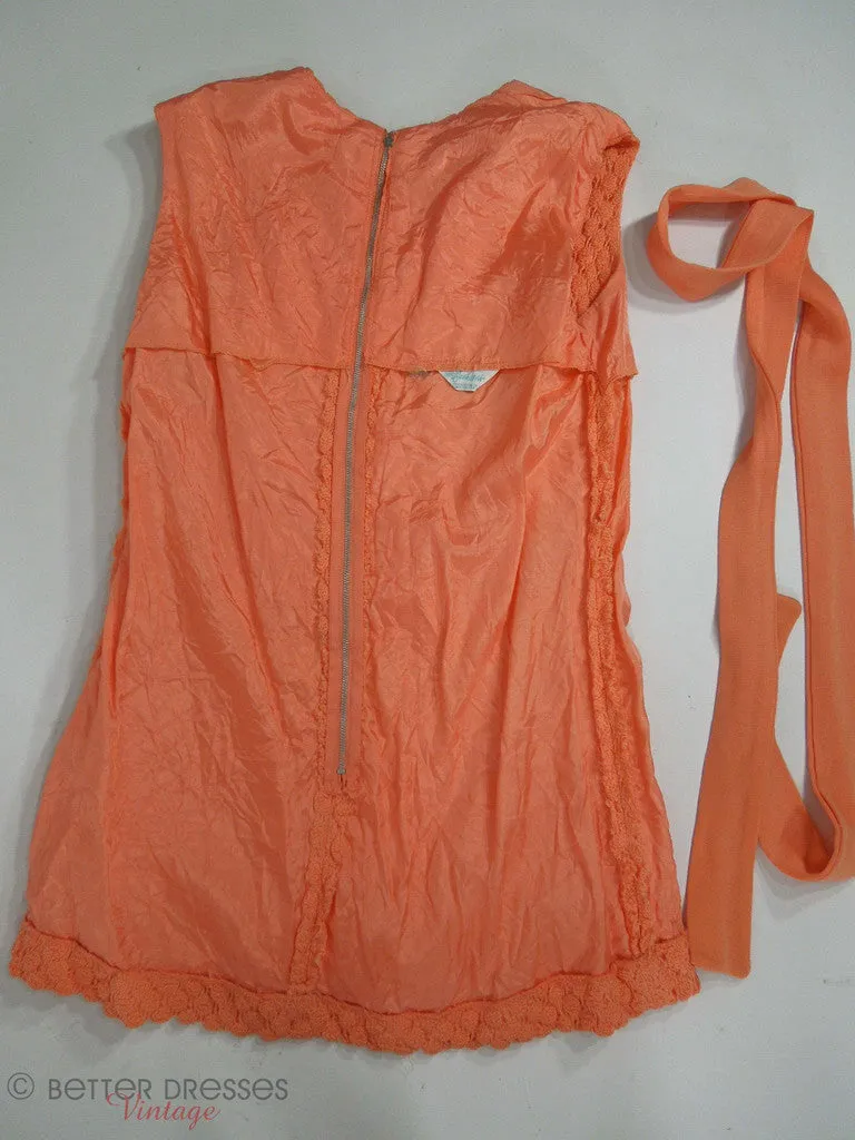 60s Peach Belted Mini Dress