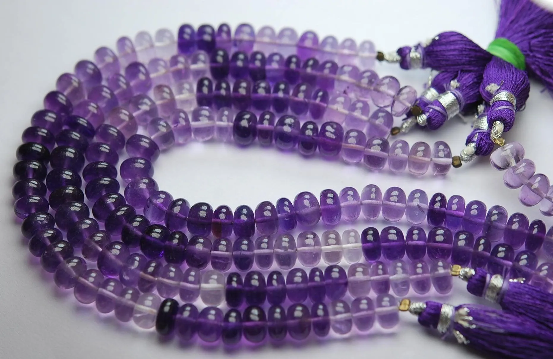 8 Inches Strand, Natural Purple Amethyst Smooth Polished Rondelles 7.5-8mm