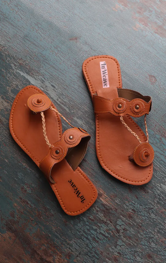 A Floral Connection Flats In Tan Hue