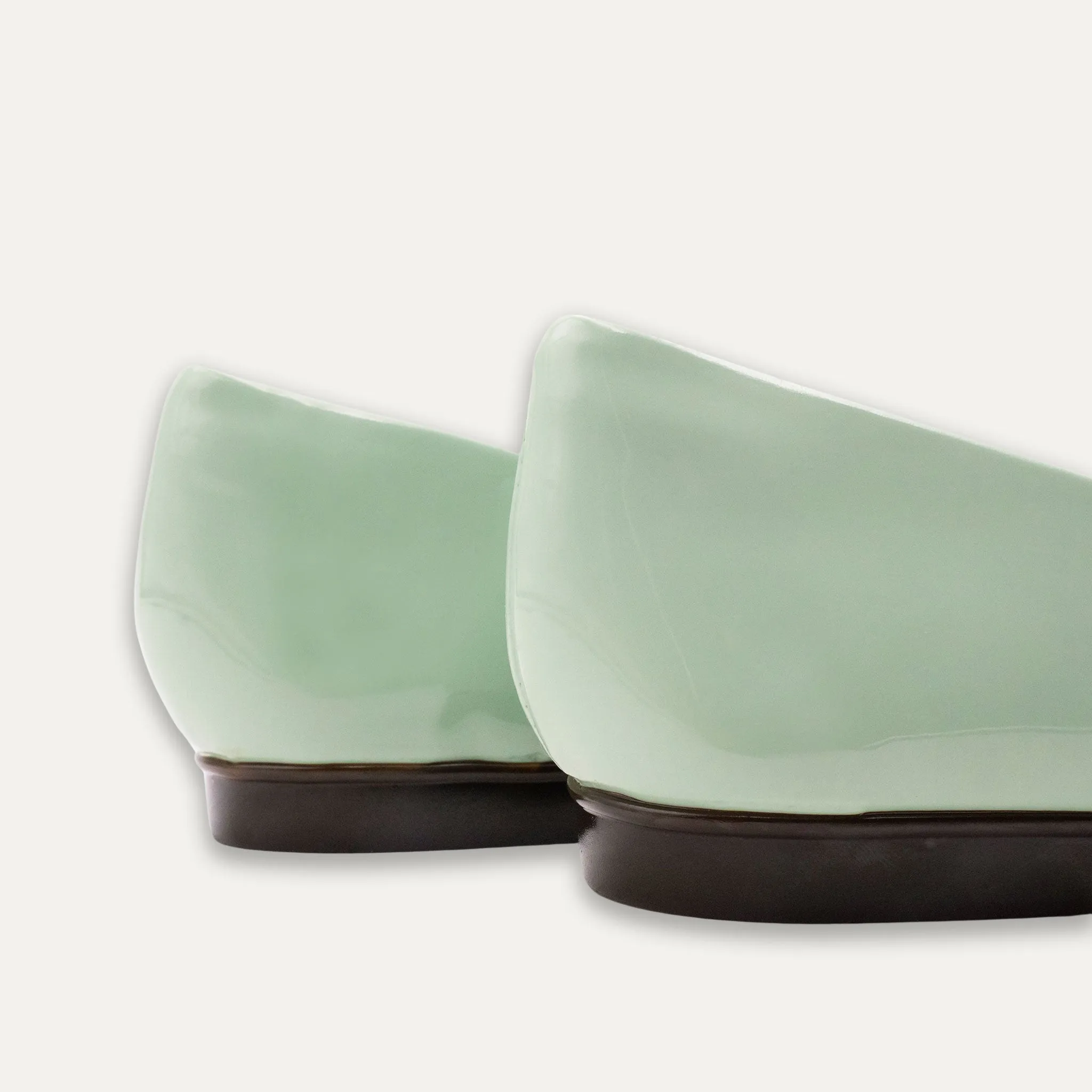 Adel Crystal Buckle Matcha Ballet Flats