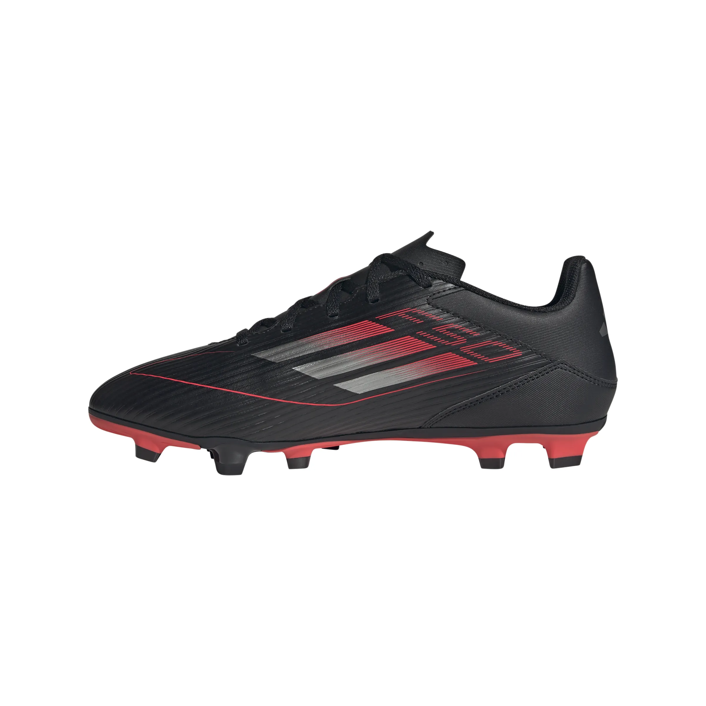 Adidas F50 Club Firm/Multi Ground Boots - Black/Iron Metallic/Lucid Red