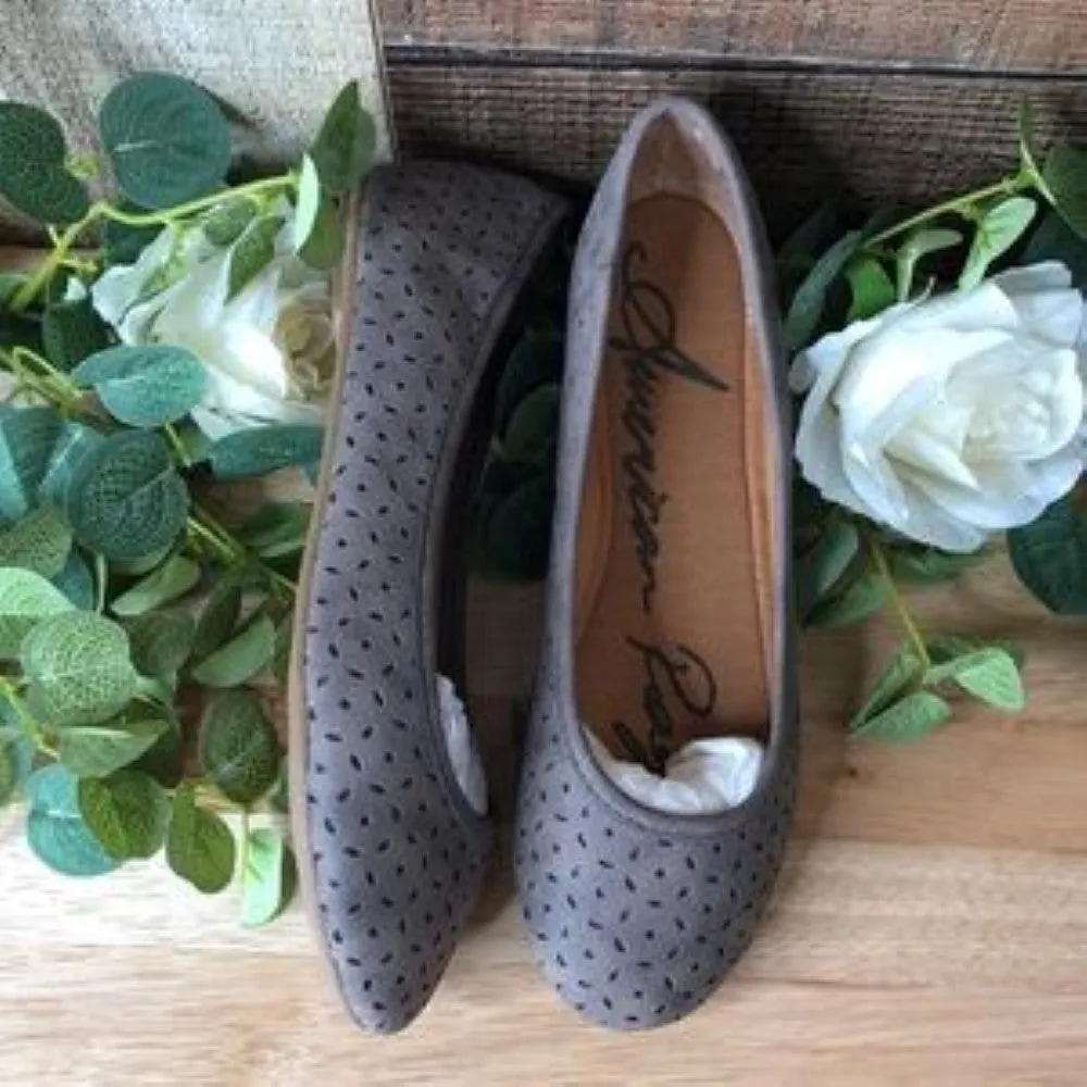 American Rag CONNIE Faux Suede Perforated Flats Taupe 5