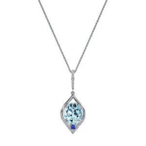 Aquamarine and Diamond Pendant with Sapphire