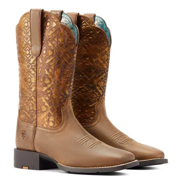 Ariat Bare Brown Round Wide Square Toe Women's Western Boots 10044431