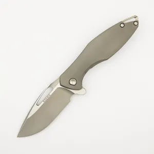 Arius - Smooth Titanium Handle - Silver Hardware - Burnished W/ Polished Flats M390 Blade