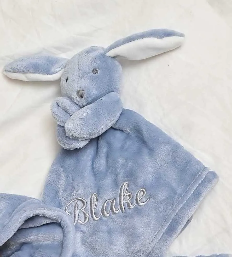 Babies personalised bunny comforter Dusky Blue