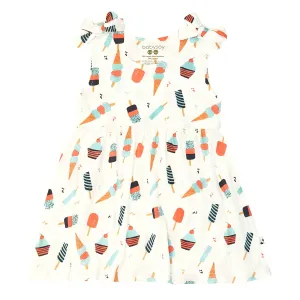 babysoy Inc - Pattern Bow Knot Shoulder Tank Dress- Ice Cream