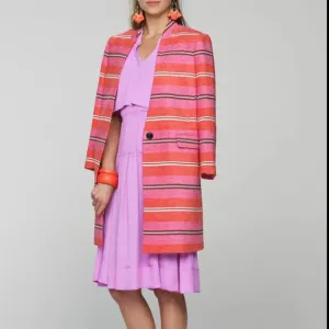Banana Republic Striped Collarless Coat Size Meduim