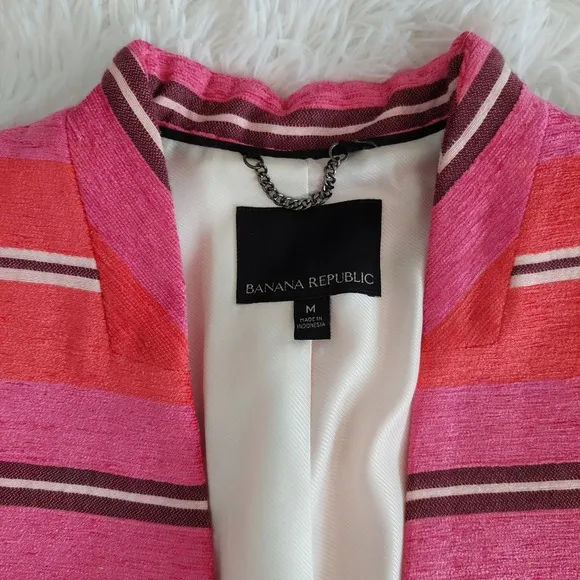 Banana Republic Striped Collarless Coat Size Meduim