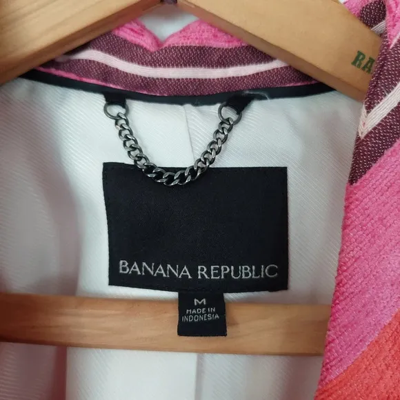 Banana Republic Striped Collarless Coat Size Meduim