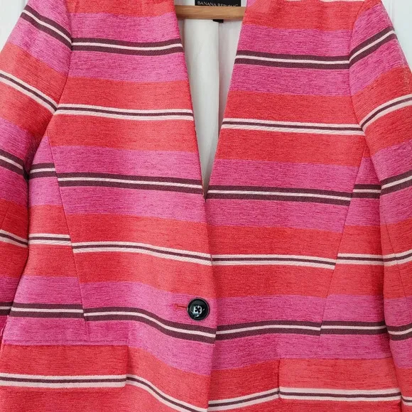 Banana Republic Striped Collarless Coat Size Meduim