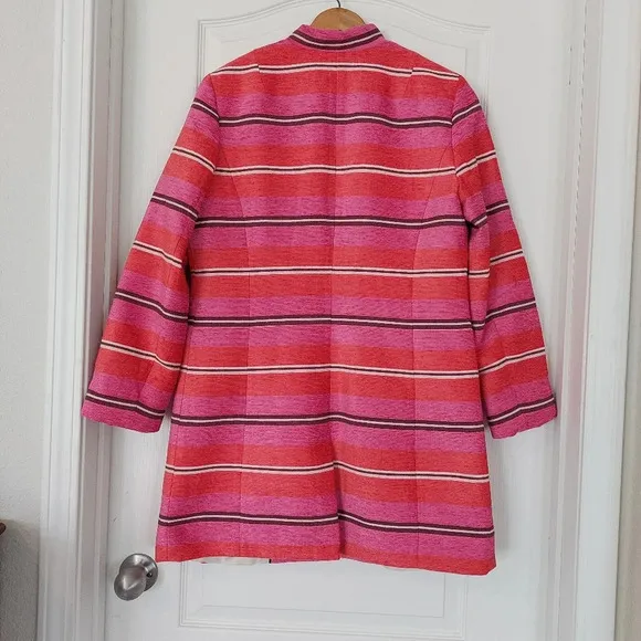 Banana Republic Striped Collarless Coat Size Meduim