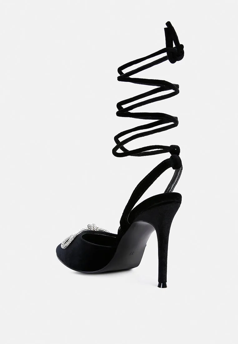 Big Treat Rhinestone Embellished Lace Up Sandals By Ruw