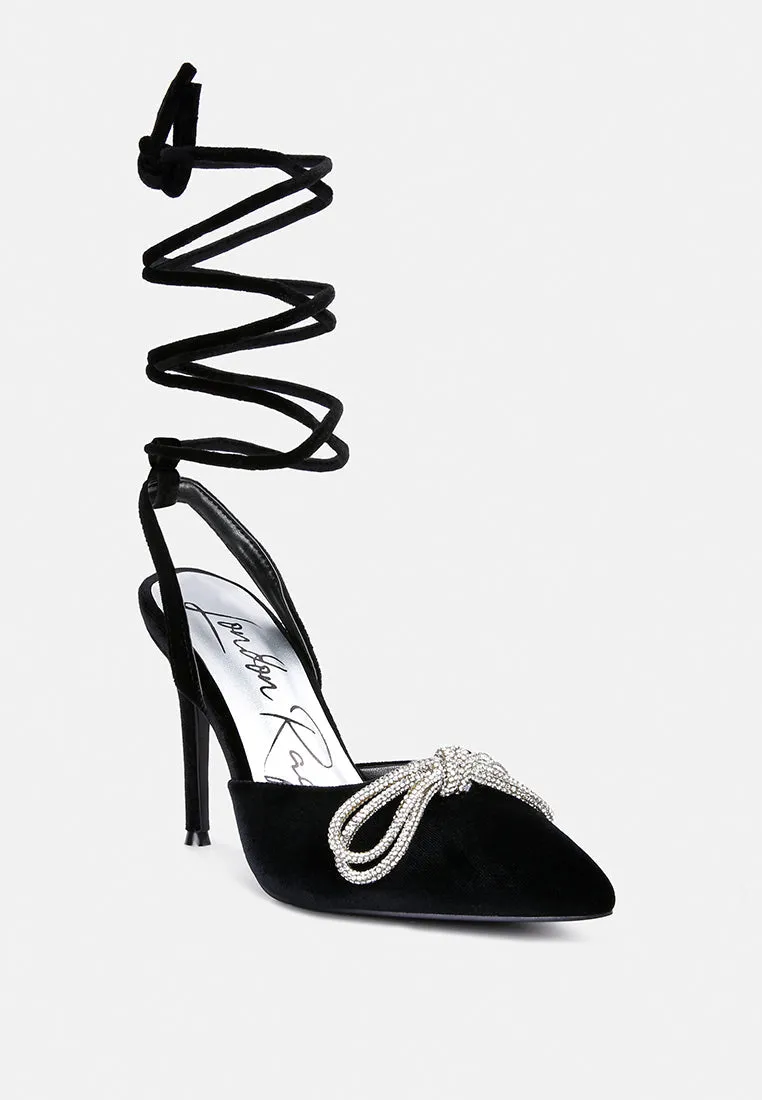 Big Treat Rhinestone Embellished Lace Up Sandals By Ruw