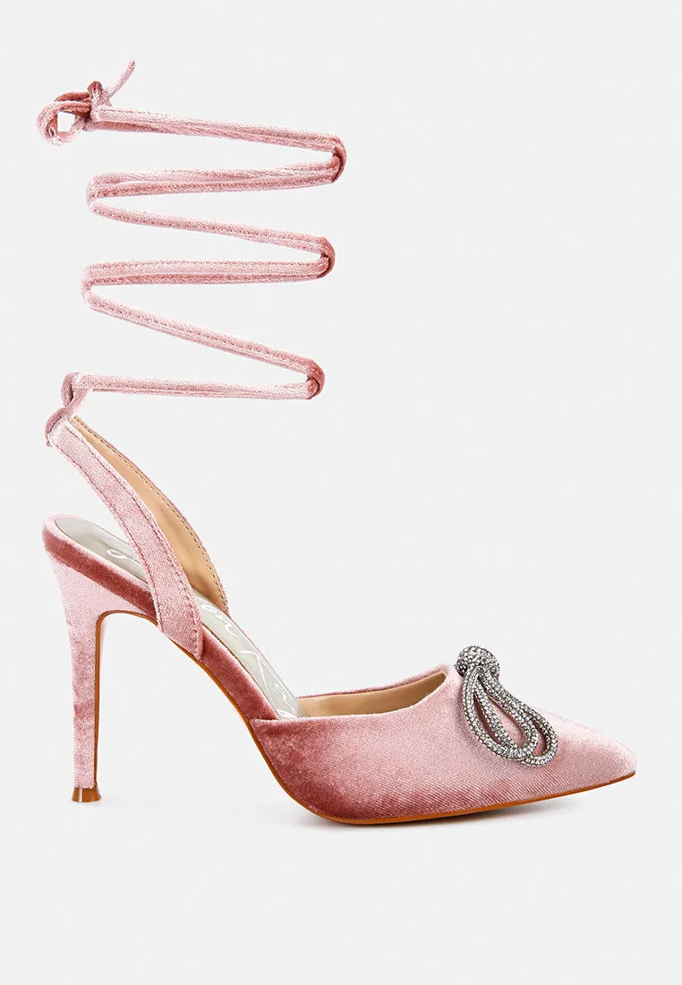 Big Treat Rhinestone Embellished Lace Up Sandals By Ruw