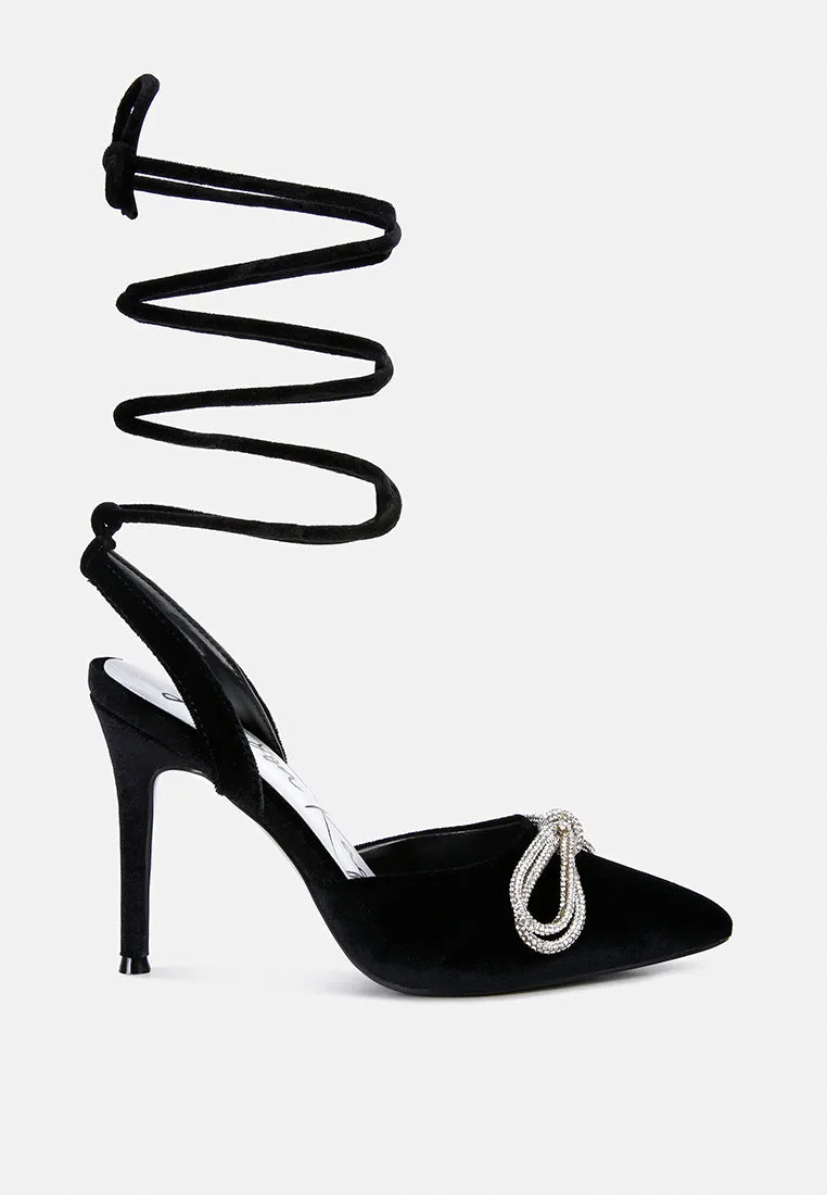 Big Treat Rhinestone Embellished Lace Up Sandals By Ruw