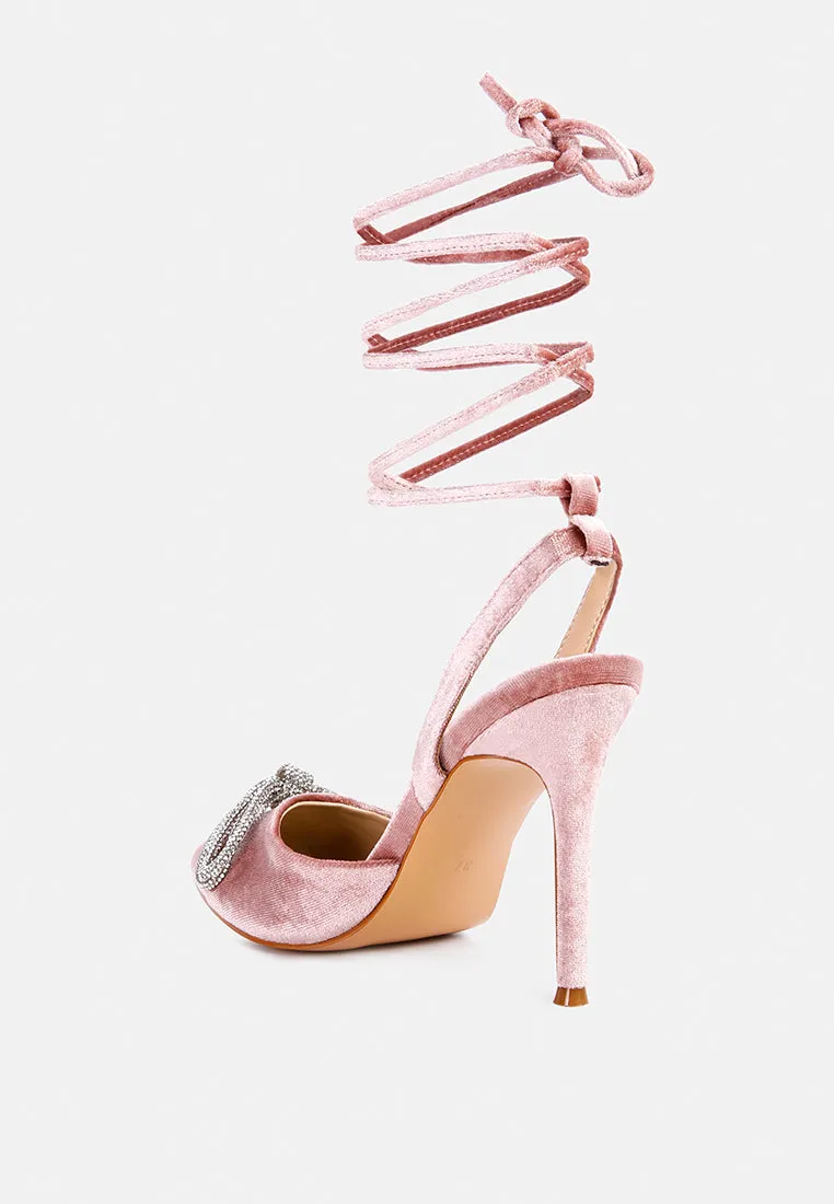 Big Treat Rhinestone Embellished Lace Up Sandals By Ruw