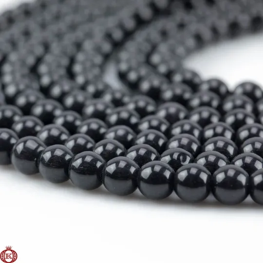Black Cats Eye Beads Smooth Round