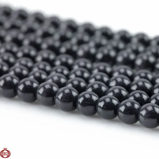 Black Cats Eye Beads Smooth Round
