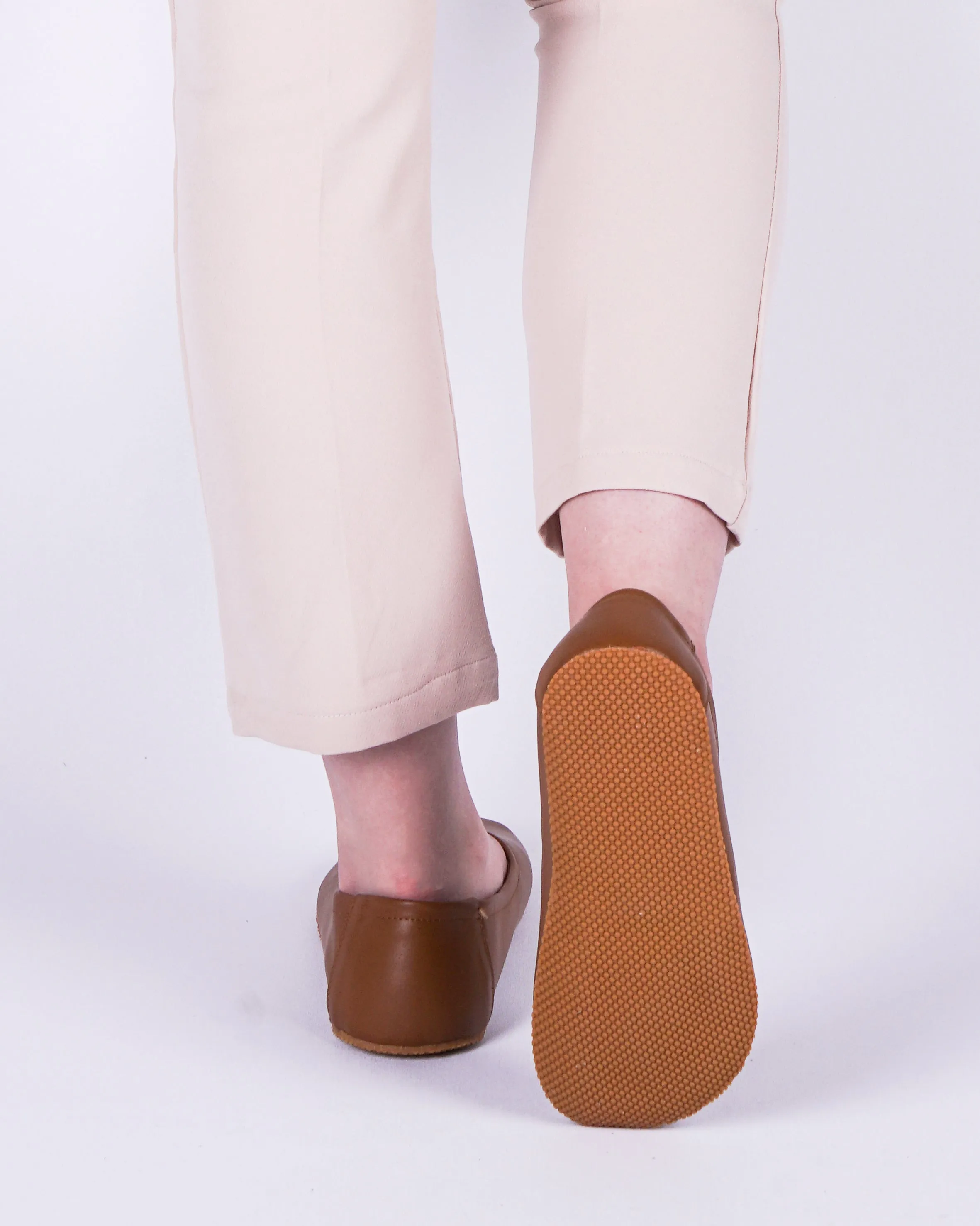 Brown Women Flat Ballets Wide Barefoot Smooth Leather Handmade