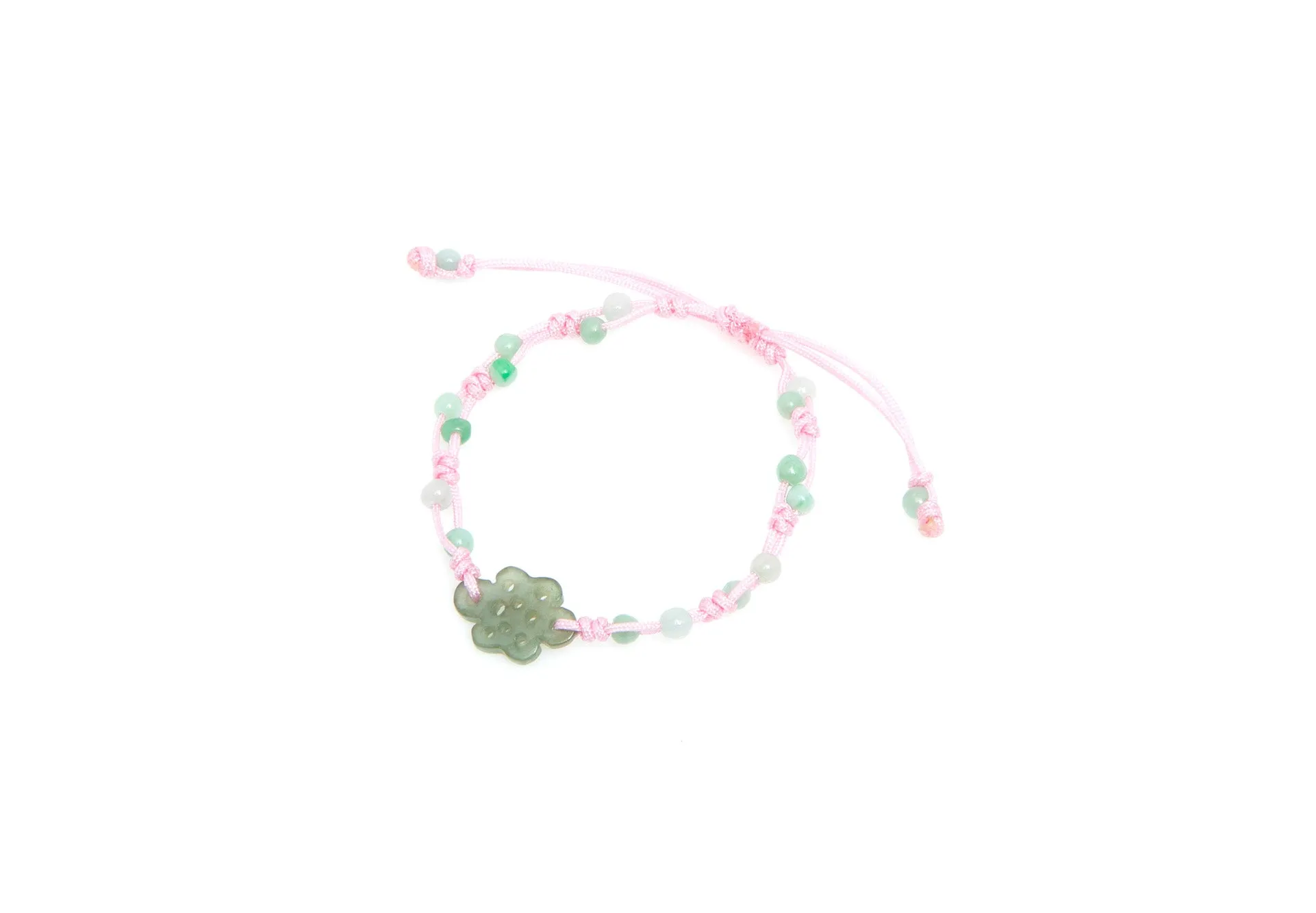 Burmese Jadeite 'Endless Luck' Children's Silk Bracelet